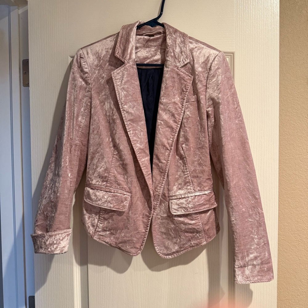 🩷EUC Free People Velvet Halo Blazer Jacket Pink XS